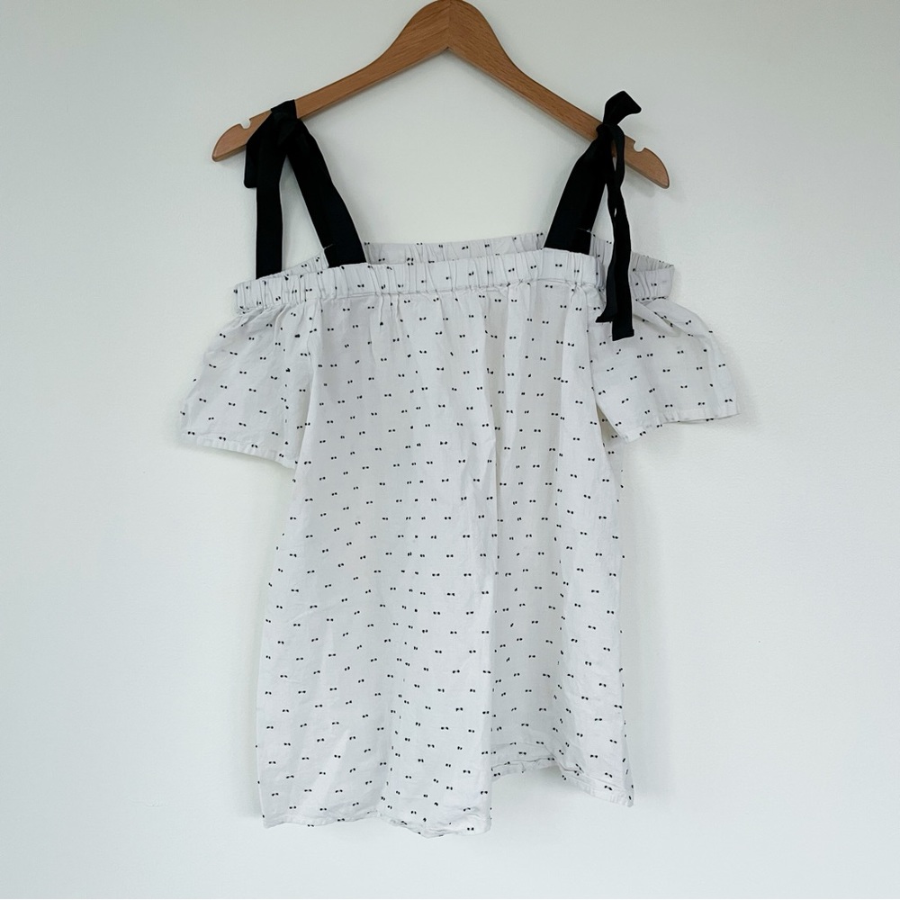 Motherhood Maternity Off The Shoulder Ribbon Tie Blouse Top Medium M - Picture 2 of 7